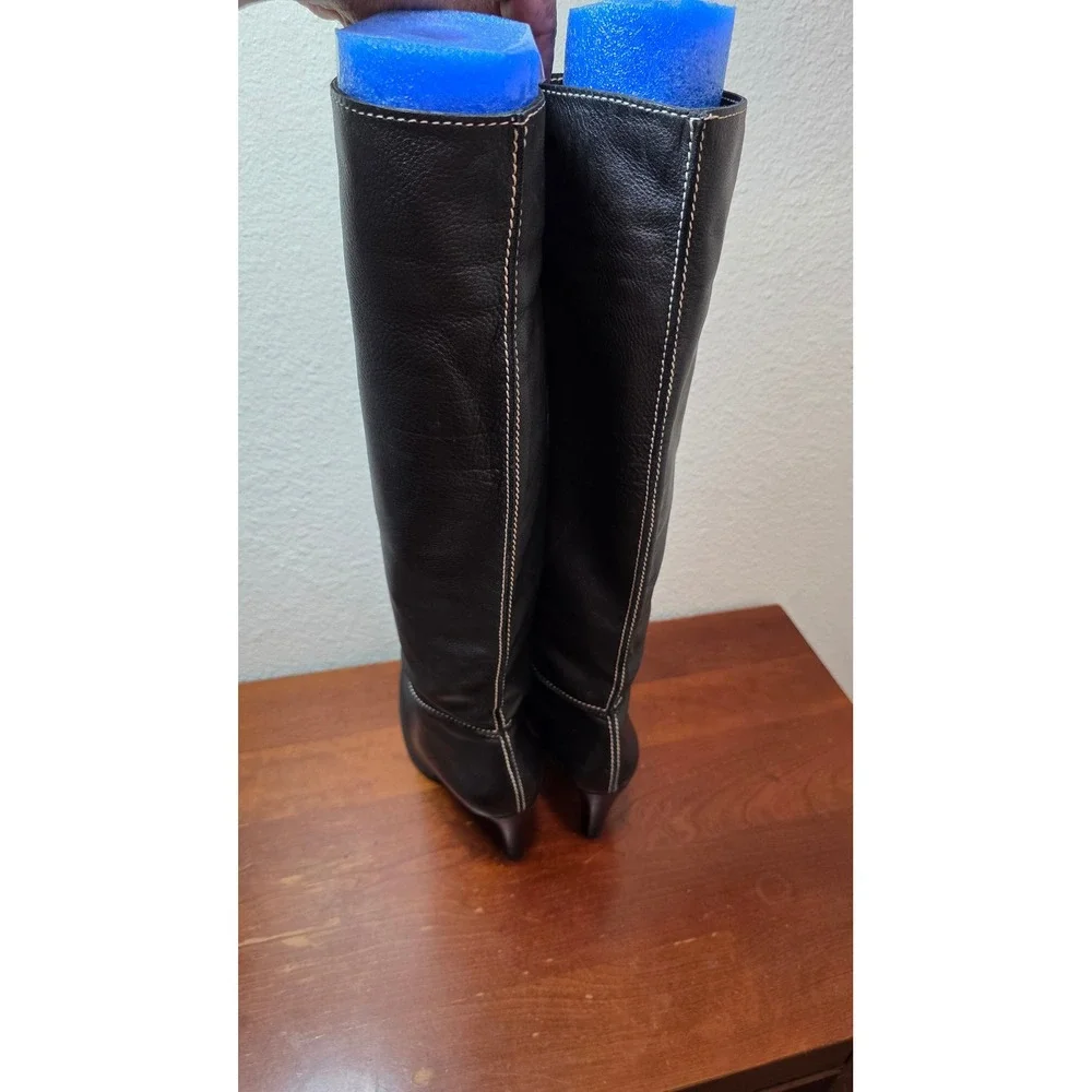 Gaetano B. Over The Knee Boots Womens 41 Black Leather Made in Italy Tall Heel